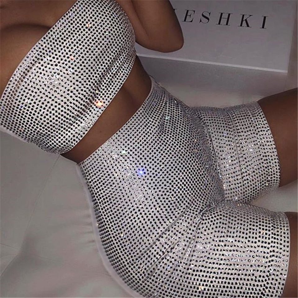 Hot diamond tube top and shorts 2 piece set